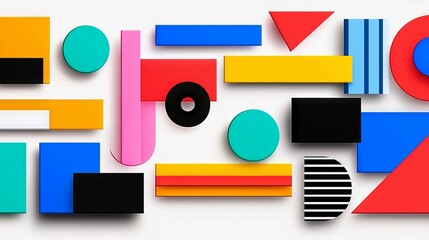 a dazzling array of colorful geometric shapes and patterns, lively colors, and whimsical design elem