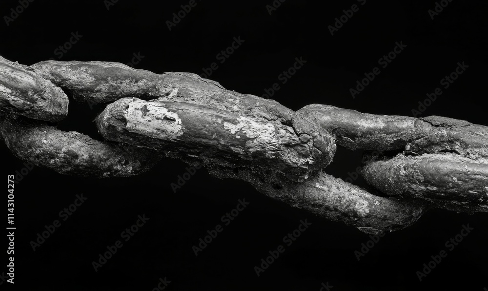 Broken chain link close-up, rust and wear adding character in stunning ...
