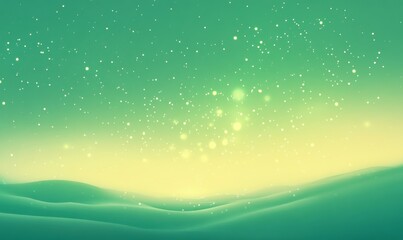 Wall Mural - Winter Terrain with Aurora Lights. Green Sky Background with copy-space.