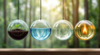 © Evgen - Conceptual Representation of Nature's Four Elements in Glass Orbs