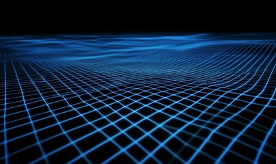 Wall Mural - futuristic, blue digital grid background. network tech wallpaper.