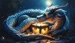 © Creative Stock Ai - illustration of a dragon hugging the treasure chest