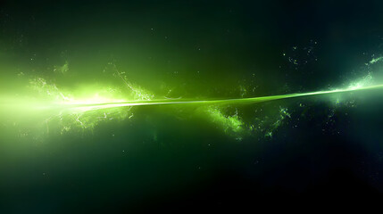 Wall Mural - Beam of green light in space. Neon green on black wallpaper. Movement feeling, speed. Flash of light. Futuristic background. Technology backdrop.