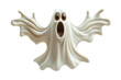 © Kanurism - Flying white ghost character with surprised expression for Halloween design element isolated on transparent background