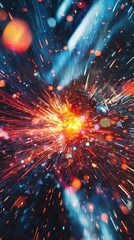 Wall Mural - An abstract representation of swirling galaxies, brimming with vibrant colors, dynamic patterns, and glowing particles