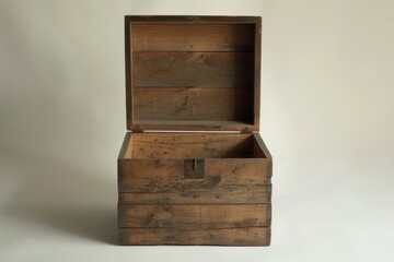 Wall Mural - Old wooden chest standing open, revealing its empty interior