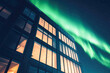 © romanets_v - Modern building against stunning northern lights in night sky