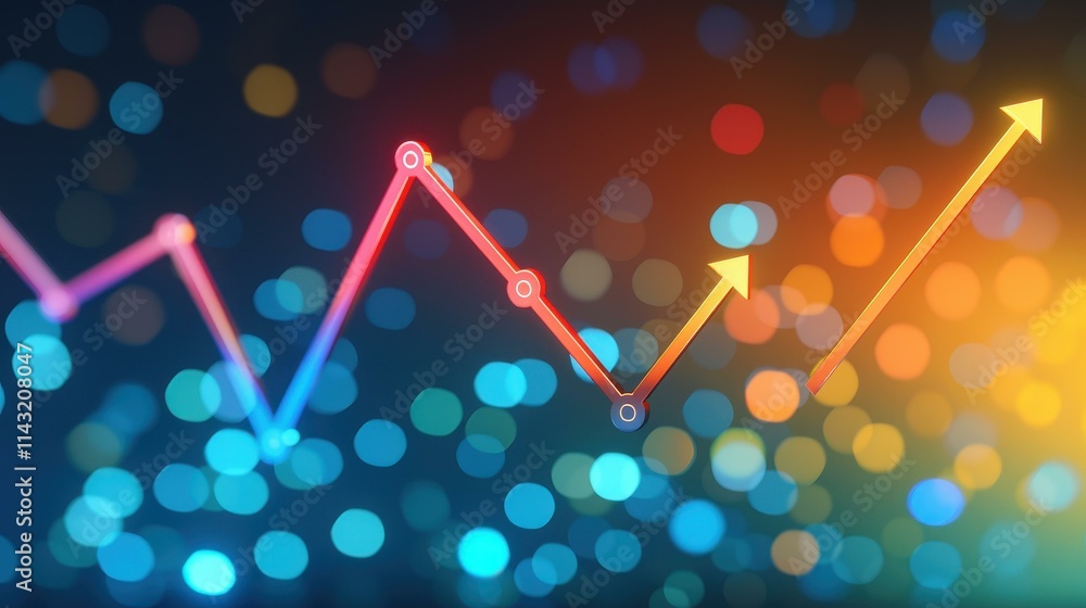 Uncover the power of a 3D financial chart, displaying vivid trends and ...