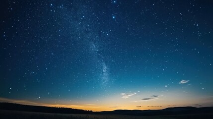 Starry Night Landscape: Celestial Wonders Above Tranquil Horizon