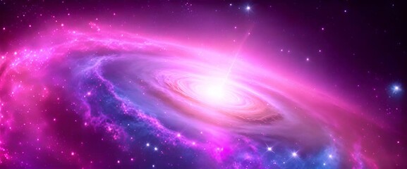 Wall Mural - Amazingly colorful galaxy in outer space, with swirling, sparkling stars, vibrant nebulae in pinks, blues, and purples, and a glowing, radiant core