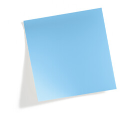 Wall Mural - blue blank post it note with shadow on transparent background (png image)