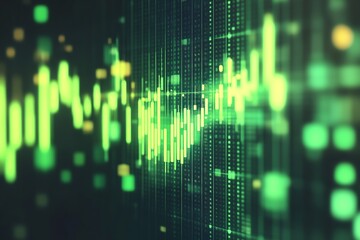 Leinwandbilder - Dynamic Green Financial Chart with Abstract Data Visualization : Generative AI