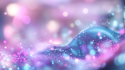 Aufkleber - Dreamy Soft Focus Abstract Background with Pastel Pink and Blue Bokeh Lights and Glitter : Generative AI