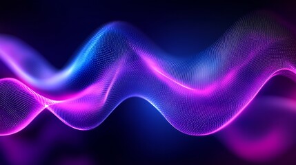 Poster - Dynamic Flow of Light With Magenta and Violet Waves on Dark Backdrop : Generative AI