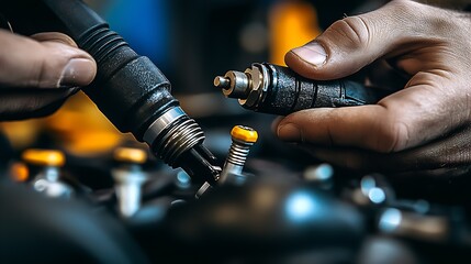 Aufkleber - Closeup of Hands Working with Welding Torch and Engine in Workshop Setting : Generative AI