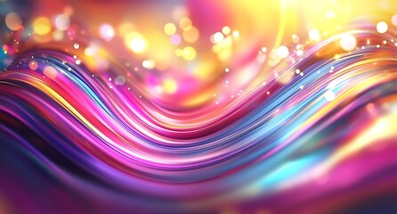 Leinwandbilder - Colorful Abstract Swirl of Light with Dynamic Bokeh Sparkles : Generative AI