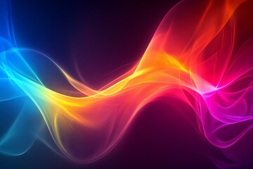 Poster - Colorful Dynamic Abstract Flowing Waves on Dark Canvas : Generative AI