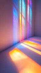 Poster - Luminous Shadows of Colored Light Patterns Against Wall : Generative AI