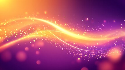 Leinwandbilder - Elegant Abstract Light Wave with Sparkling Bokeh on Rich Purple and Orange Background : Generative AI