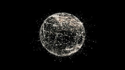 Fototapete - A digital representation of a connected globe with luminous points and lines.