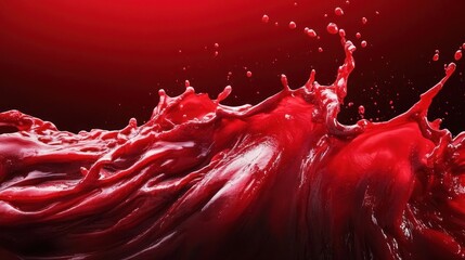 Aufkleber - A dynamic splash of red liquid, resembling blood, against a dark background.