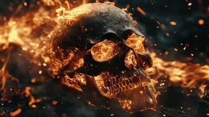 Poster - A fiery skull surrounded by glowing embers, evoking themes of danger and the supernatural.