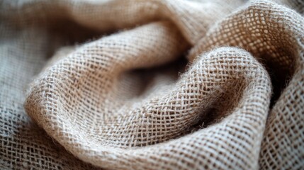 Close Up Of Textured Brown Burlap Fabric
