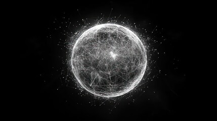 Fototapete - A glowing sphere composed of interconnected lines and nodes, symbolizing data and connectivity.