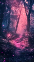 Sticker - Enchanted Forest Path: A Dreamlike Landscape