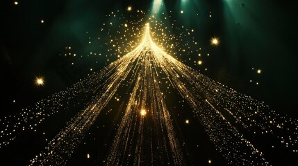 Poster - A mesmerizing display of golden particles cascading downward, creating a magical atmosphere.
