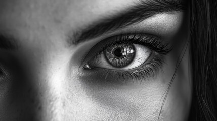 Wall Mural - Close-up of a Woman's Eye in Black and White