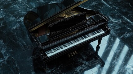 Wall Mural - This isolated grand piano features a sleek black finish and intricate details, ideal for music-themed projects.