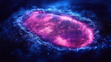 Wall Mural - Glowing fingerprint in cosmic nebula.