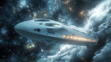 Wall Mural - future battle spaceship at space