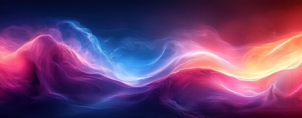 Poster - Vibrant Abstract Wave Background with Ethereal Lighting and Soft Gradients