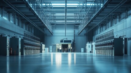 Poster - A spacious industrial facility with machinery and equipment for technological processes.