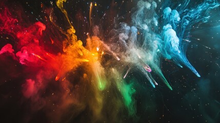 Poster - A vibrant explosion of colored smoke, creating a dynamic and artistic visual effect.