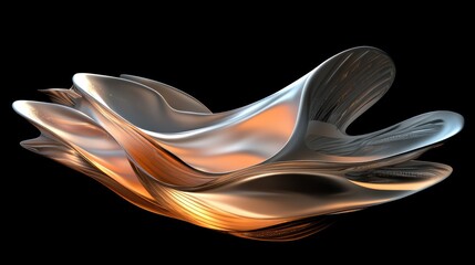 Poster - Abstract 3D rendering of flowing, metallic-like shapes with smooth curves and gradients.