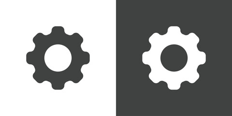 Gear, cogwheel flat glyph icon. Perfect pixel on white and black background
