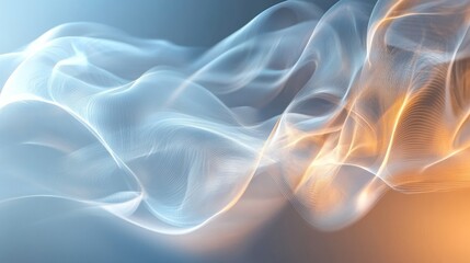 Poster - Abstract swirls of light in blue and orange hues representing fluid motion and energy.