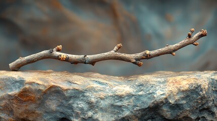 Wall Mural - Branch on Rock: A Study in Minimalist Nature Photography