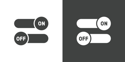 On off toggle flat glyph icon. Perfect pixel on white and black background