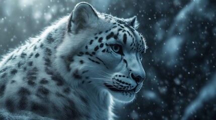 Wall Mural - Snow Leopard in a Snowy Wilderness