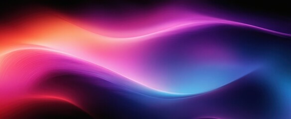 Wall Mural - Vibrant Abstract Neon Composition Smooth Curves Gradient Background Black Purple Pink