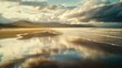 © Sawat - Serene Beach Landscape with Cloudy Sky and Reflective Water Surface