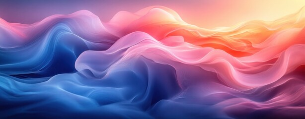 Poster - Flowing Blue and Pink Abstract Background with Smooth Gradients and Curvilinear Forms