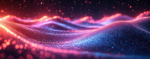 Futuristic Digital Landscape Cyberpunk Neon Glow Background