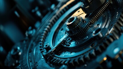 Wall Mural - a close-up of a cnc milling machine working on a metal component, showing the detailed movement of t
