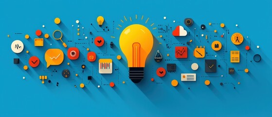 Leadership Skills Blueprint with Icons and Sketches Representing Growth and Development