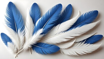 Wall Mural - white and blue feathers background 